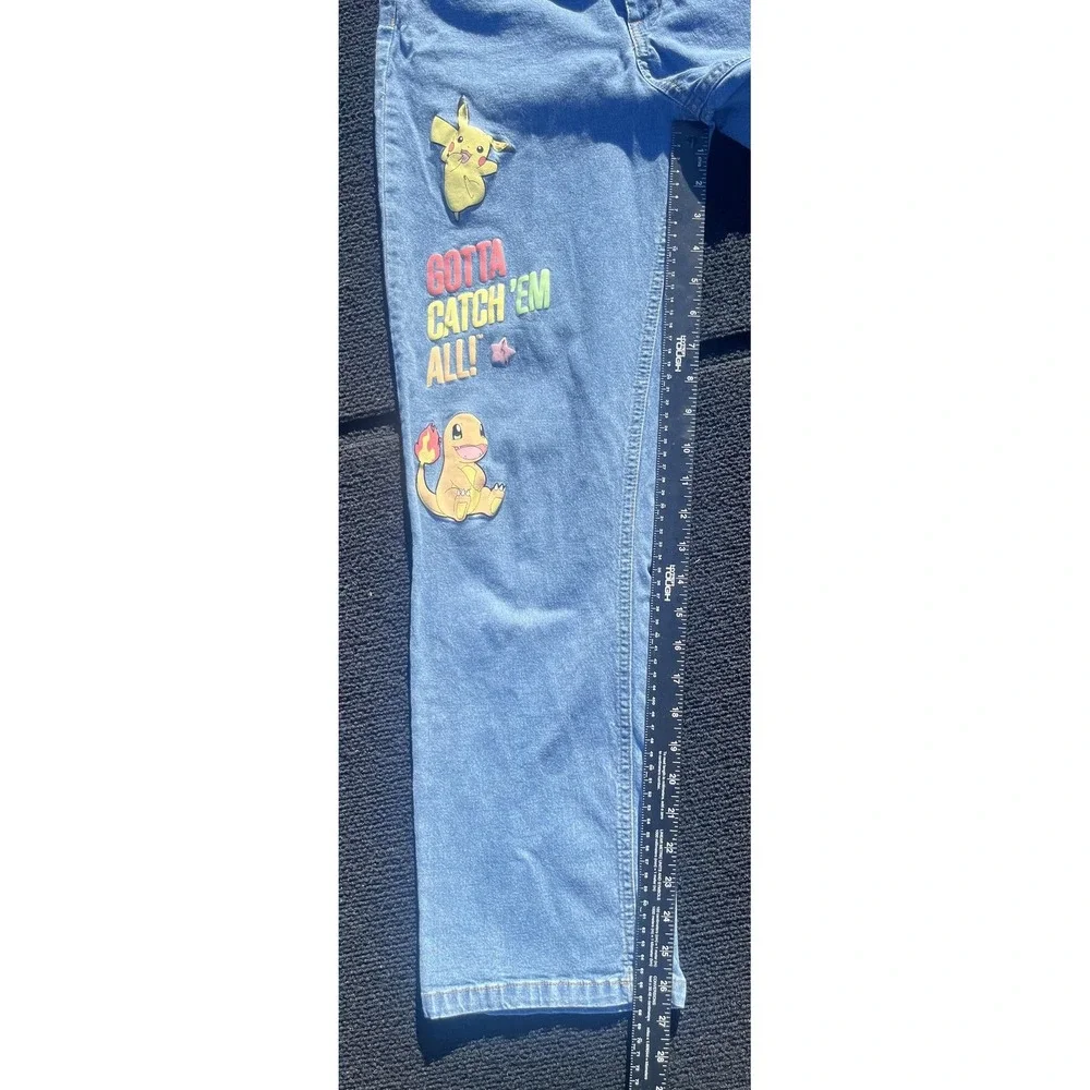 Pokemon Jeans Youth 14 Blue Denim Graphic Pikachu‎ Charmander Squirtle Bulbasaur